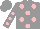 Silk - Gray, pink circles, pink circles on gray sleeves