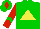 Silk - Green body, yellow triangle, red arms, green chevron, green cap, red diamond