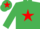 Silk - Emerald green, red star and star on cap