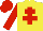 Silk - yellow, red cross of lorraine, red sleeves and cap