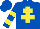 Silk - Royal blue, yellow cross of lorraine, yellow hoops on sleeves