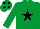 Silk - Emerald green, black star and spots on cap