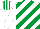 Silk - White, emerald green diagonal stripes, white sleeves, white cap, emerald green stripes