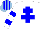 Silk - White, blue cross of lorraine, blue bars on white sleeves, light blue and blue striped cap