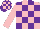 Silk - Pink, purple checked, pink sleeves, checked cap