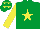 Silk - Emerald green, yellow star, yellow sleeves, emerald green cap, yellow stars