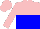 Silk - pink and blue halved horizontally, pink sleeves, pink cap