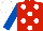 Silk - Red, white spots, royal blue sleeves, white cap