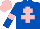 Silk - Royal blue, pink cross of lorraine, armlets and cap