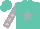Silk - Turquoise, silver star, pink stars on silver sleeves, turquoise cap