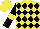 Silk - yellow, black diamonds, yellow armlets on black sleeves, yellow cap