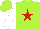 Silk - Lime green, red star, white sleeves, lime green cap