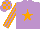 Silk - mauve, orange star, orange stripes on sleeves, orange checks on cap
