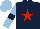 Silk - Dark Blue, red star, Light Blue sleeves, Dark blue armlets, Light Blue cap