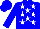 Silk - Blue, white stars, blue 'em' on front,  yellow crescent on back