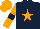 Silk - Dark blue, orange star, orange sleeves, dark blue armlets and star on orange cap