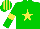 Silk - Green, yellow star, yellow hoop on sleeves, green cap with yellow stripes