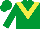 Silk - Emerald green, yellow chevron