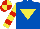 Silk - Royal blue, yellow inverted triangle, yellow and red hooped sleeves, red and yellow quartered cap