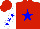 Silk - Red, blue star, blue stars on white sleeves, red cap