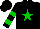 Silk - Black, green star, green bands on sleeves