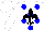 Silk - White, black fleur de lys, blue dots, white cap