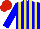 Silk - Blue and yellow stripes, Red cap