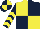 Silk - Yellow and dark blue (quartered), dark blue and yellow chevrons on sleeves, quartered cap