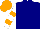 Silk - Navy blue, white horse, orange bars on white sleeves, orange and white halved cap