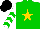 Silk - Green, gold star, green chevrons on white sleeves, black cap