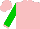 Silk - Pink, green 'b' on back, green sleeves with pink cuffs, pink cap