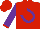 Silk - Red, purple horseshoe, red cuffs on purple sleeves