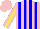 Silk - Pink, blue stripes, yellow stripe on sleeves, pink cap