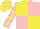 Silk - Yellow and pink (quartered), pink sleeves, yellow diamonds, yellow cap, pink stars