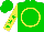 Silk - Green, yellow circled 'a an b', green stars on yellow sleeves