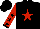 Silk - Black, red star, black stars on red sleeves, black cuffs