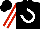Silk - Black, white horseshoe, white stripe on red sleeves