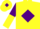 Silk - Yellow, Purple diamond, Purple and Yellow halved sleeves, Yellow cap, Purple diamond