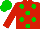 Silk - Red, green spots, red sleeves and green cap