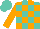 Silk - Turquoise, orange checked, orange sleeves, turquoise cap