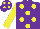 Silk - Purple, yellow spots, yellow sleeves, purple cap, yellow spots