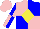 Silk - Pink, blue quarters, yellow diamond, pink and blue quartered sleeves