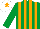 Silk - Emerald green & orange stripes, white cap, orange star