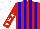 Silk - Red and blue stripes, white stars on red sleeves, white cap