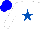 Silk - White, royal blue star, blue cap