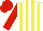Silk - White, red and yellow stripes, red sleeves, red cap