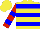 Silk - Yellow, blue hoops,  red and blue bars on sleeves