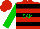 Silk - Red, green and black hoops, green sleeves, 's/a/m'
