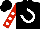 Silk - Black, white horseshoe, white spots on red sleeves