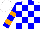 Silk - White, blue blocks, white and orange bars on blue sleeves